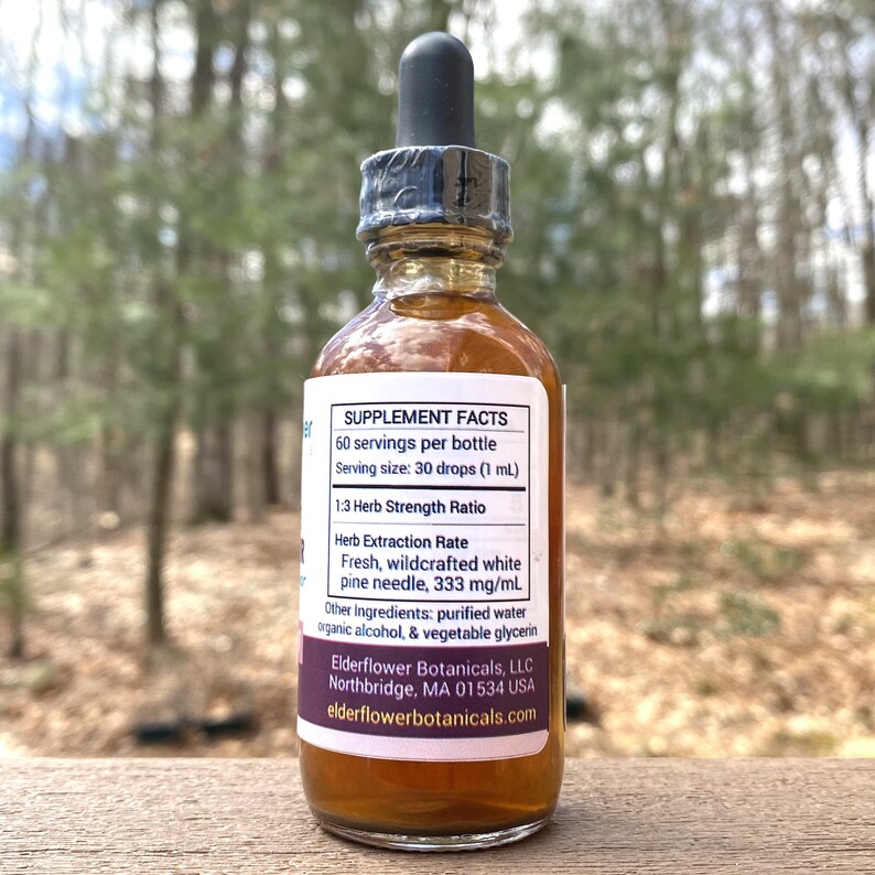 White Pine Needle Elixir Sweet Extract Shikimic Acid Organic Tincture Sugar Free Pinus Strobus