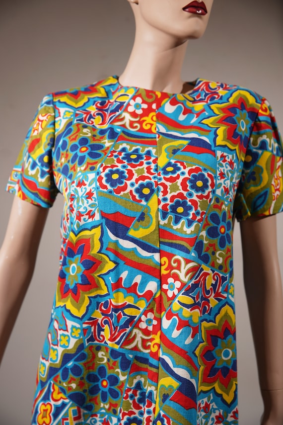 1960s Wild Print Mod Mini Dress