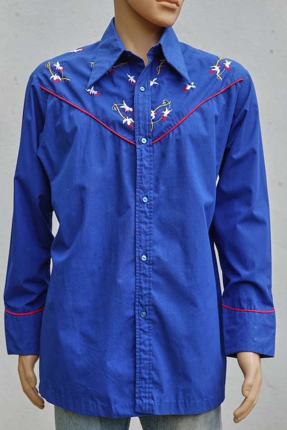 Vintage Embroidered Western Snap Shirt, XXL