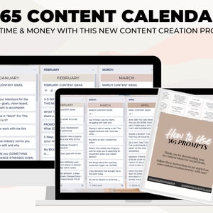 365 Day Social Media Calendar l Social Media Content 365 Prompts | Social Media Trello Board l Content Planner |  Instagram Content