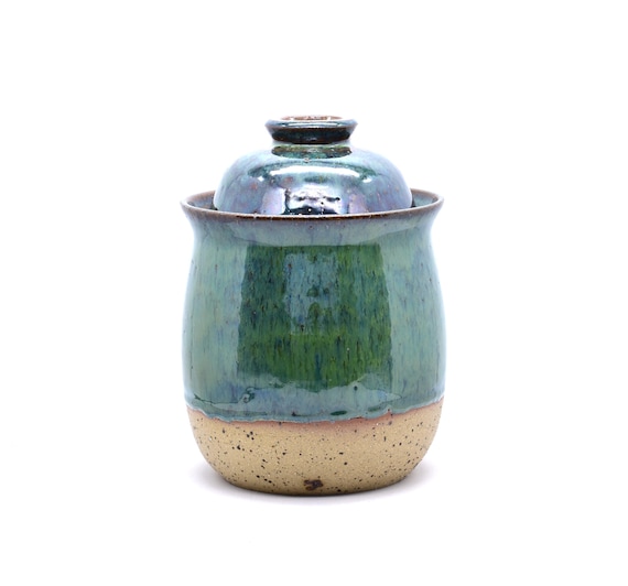 Handmade Ceramic Kimchi Pot with Water Seal - Fermenting Crock. Choose your colour