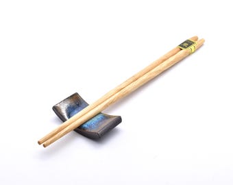 Handmade Black Clay Chopstick Rest: Ceramic Hashioki Stand. Choose your colours