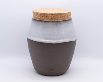 Handmade Ceramic Container, Pottery Storage Jar, Tea, Coffee, Herbs, Spices, Salt, Sweets, Misty Haze Glaze