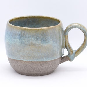 Coffee Mug, Tea Cup, Handmade Ceramic Pottery , Flecked Clay, Part Glazed In Various Colours 5. Sea Shore Shimmer