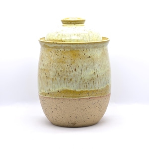 Handgemaakte keramische kimchi-pot met waterslot: fermenterende kruik. Kies je kleur