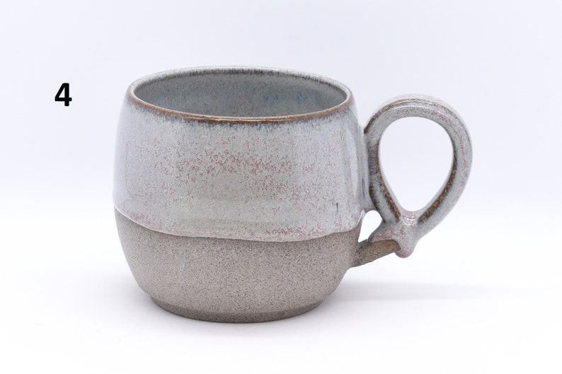Coffee Mug, Tea Cup, Handmade Ceramic Pottery , Flecked Clay, Part Glazed In Various Colours 4. Silver Sky