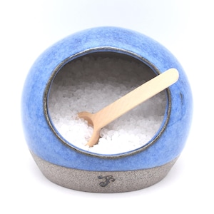 Handmade Ceramic Salt Pig: Grey Stoneware Clay Kitchen Storage. Choose your colour