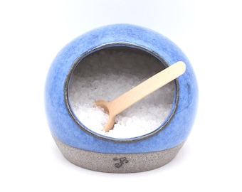Handmade Ceramic Salt Pig: Black Stoneware Clay Kitchen Storage. Choose your colour
