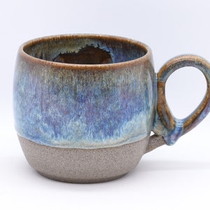 Coffee Mug, Tea Cup, Handmade Ceramic Pottery , Flecked Clay, Part Glazed In Various Colours 2. Evening Haze