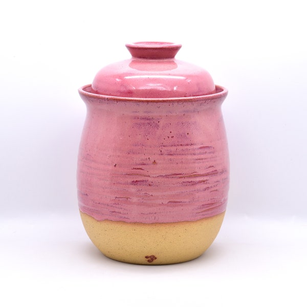 Kimchi Pot, Fermenting, Pickling, Handmade Ceramic Pottery, With Weight And Water Seal, Onggi, Sauerkraut, Pink Glaze, House Gift