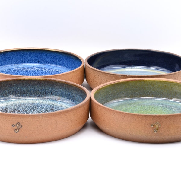 Tapas Dish, Handmade Ceramic Pottery, Serving Side Plate, Toasted Stoneware Clay, Part Glazed Various Colours