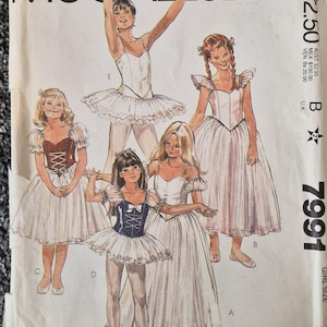 Mccalls 7991 vintage 80's ballet kostuum lijfje tutu dans fancy dress naaipatroon maat 12 borst 30 meisjes Amerikaans ballet theater OOP