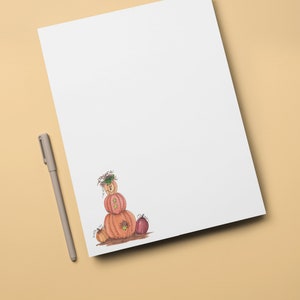 Fall Stacked Pumpkins Notepad | 40 Sheet Blank Autumn Notepad | Print of Original Watercolor Artwork | Hostess Gift | Teacher Gift