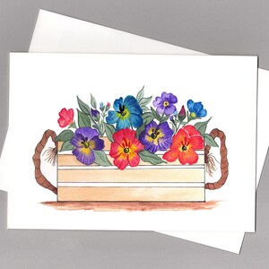 Crate of Pansies Custom Greeting Card | Pansy Flowers | Blank Watercolor 5 x 7 Card | Watercolor Print | Birthday | Get Well | Sympathy