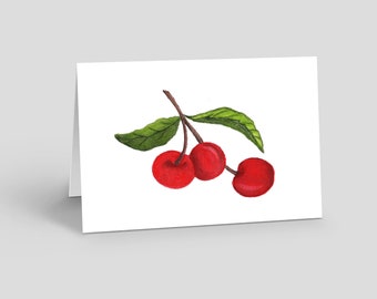 Cherry Note Card Set | Watercolor Cherries Stationery | Blank Note Cards w/Envelopes | Fruit | Notecards