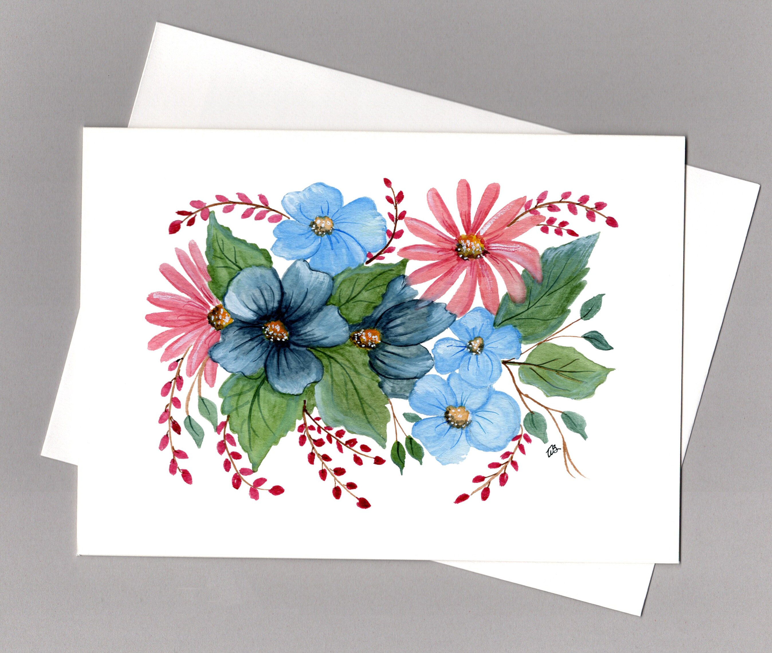 Floral Watercolor Note Card Set | Hand Painted Flower Prints - Etsy
