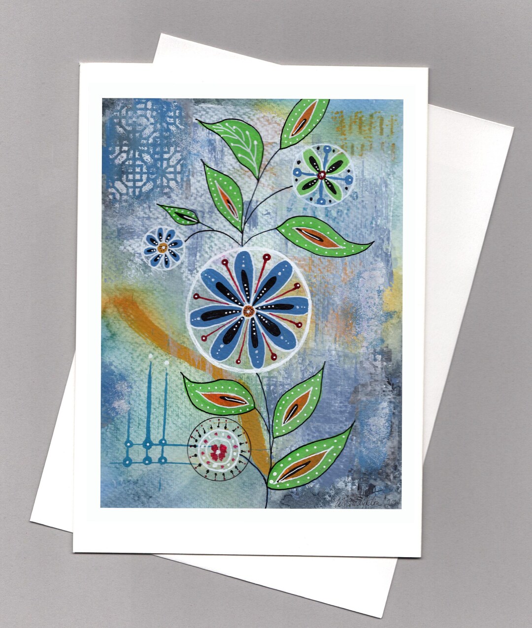 Blue Floral Watercolor Card Set | Abstract Botanical Art - Etsy
