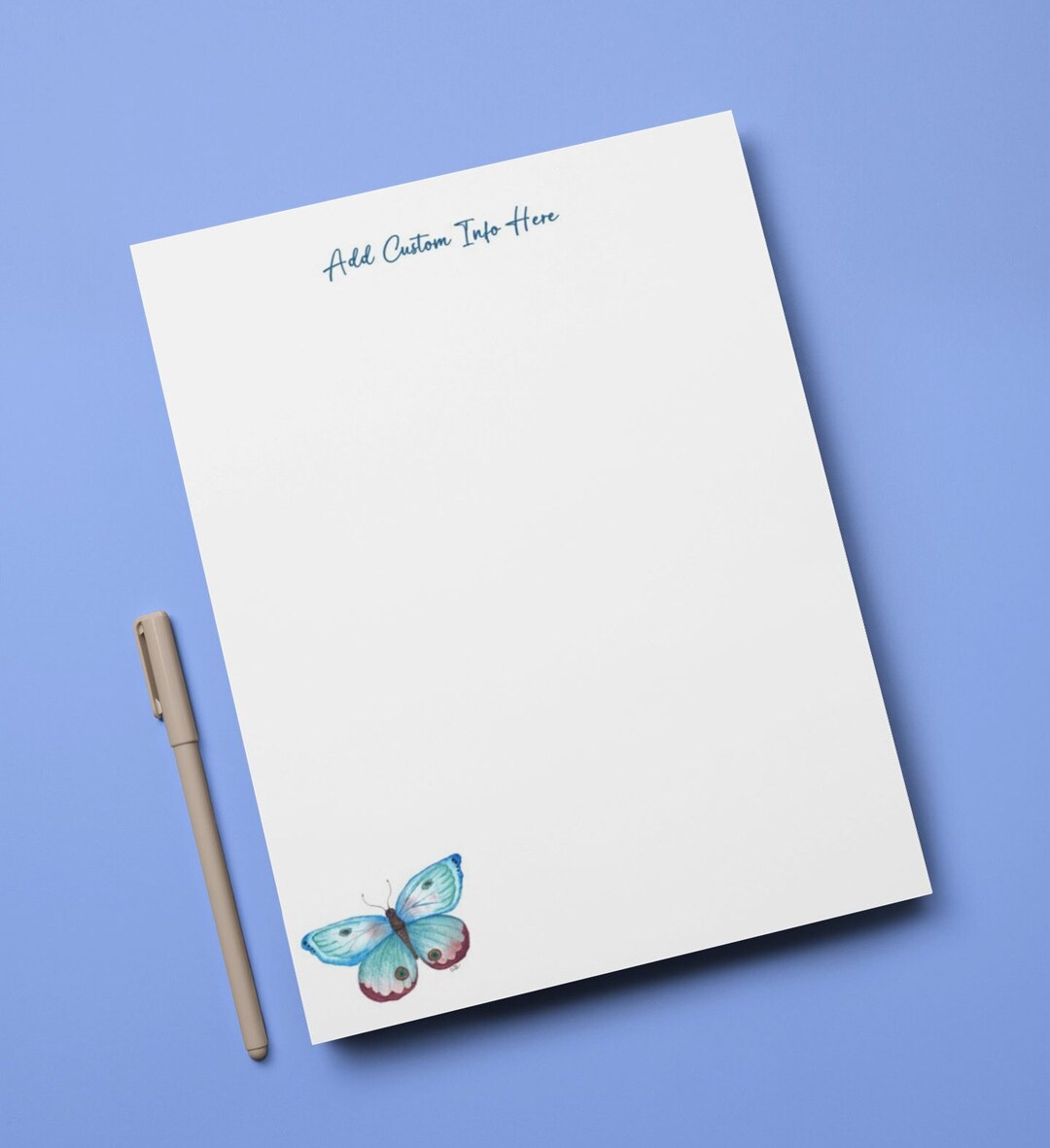 Butterfly 5 X 7 Custom Notepad | Personalized Stationery | 50 Sheet ...