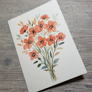 Watercolor Greeting Card | Hand Painted Original Watercolor | Floral Bouquet | 5 x 7 Blank Card | Birthday Card | Get Well Card | Sympathy