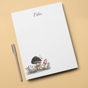 Mushroom Notepad | Woodland Mushroom NOTES Stationery | 50 Sheet Blank Notepad | Print of Original Watercolor and Ink Artwork | Small Gift