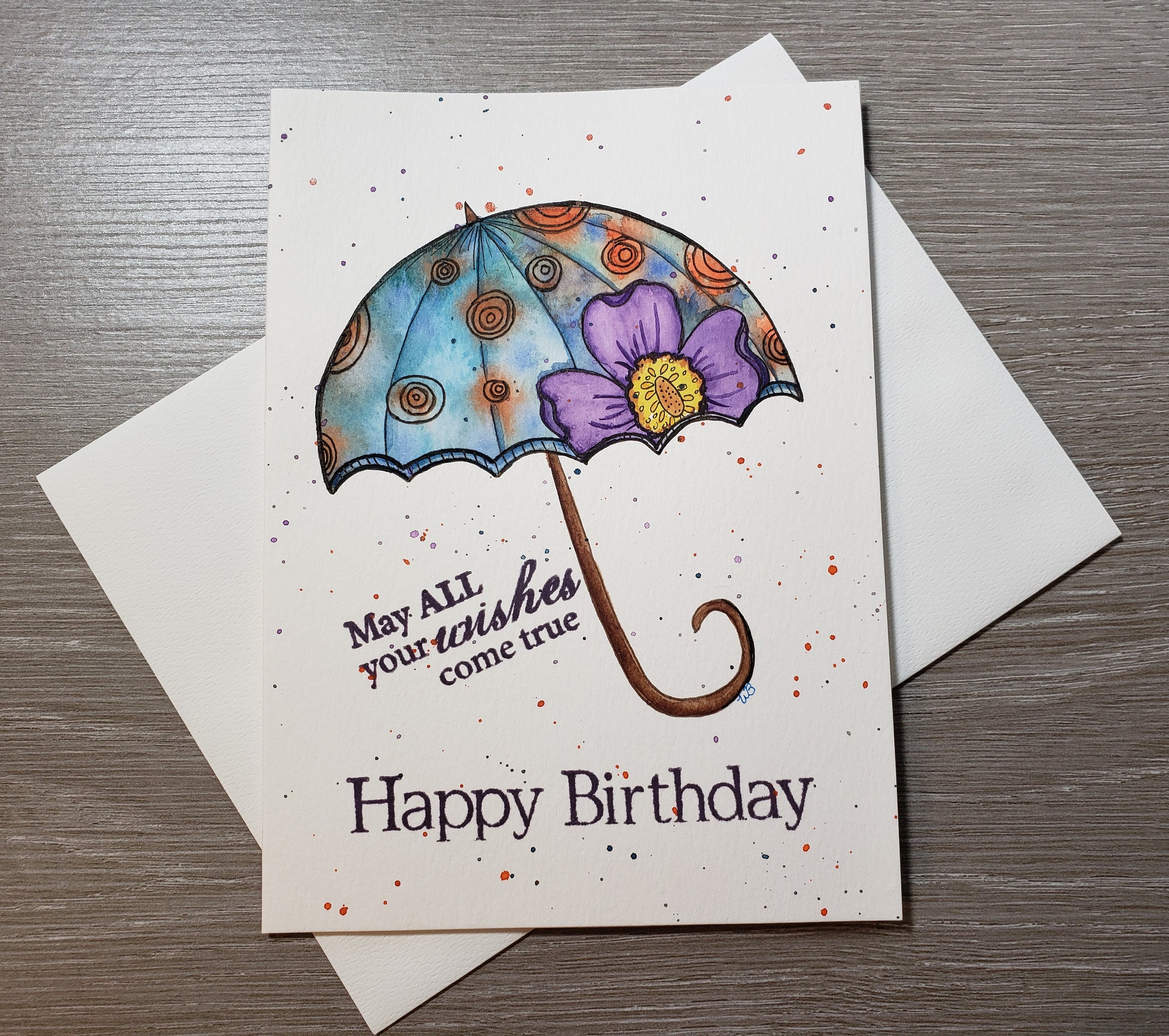Happy Birthday Best Wishes Regenschirm Aquarell und Stift 5 x Etsy.de