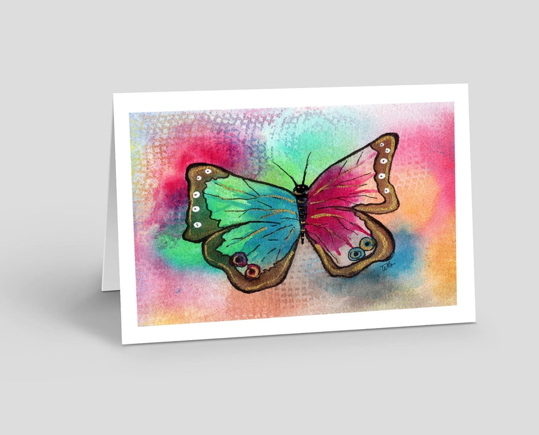 Butterfly Watercolor Notecards | Rainbow Blank Greeting Cards - Etsy