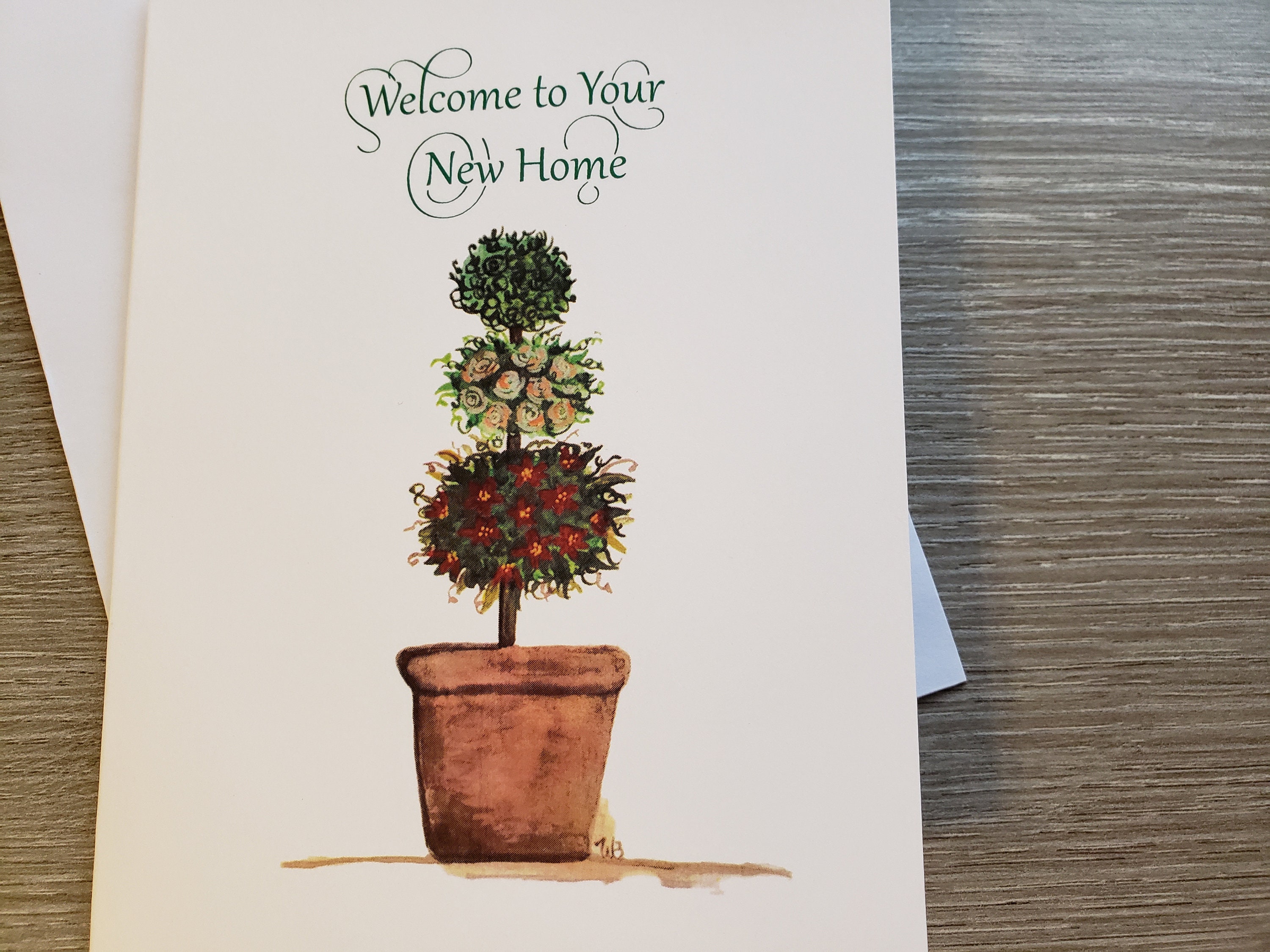 To New Home Note Cards Watercolor Topiary Realtor Etsy Nederland