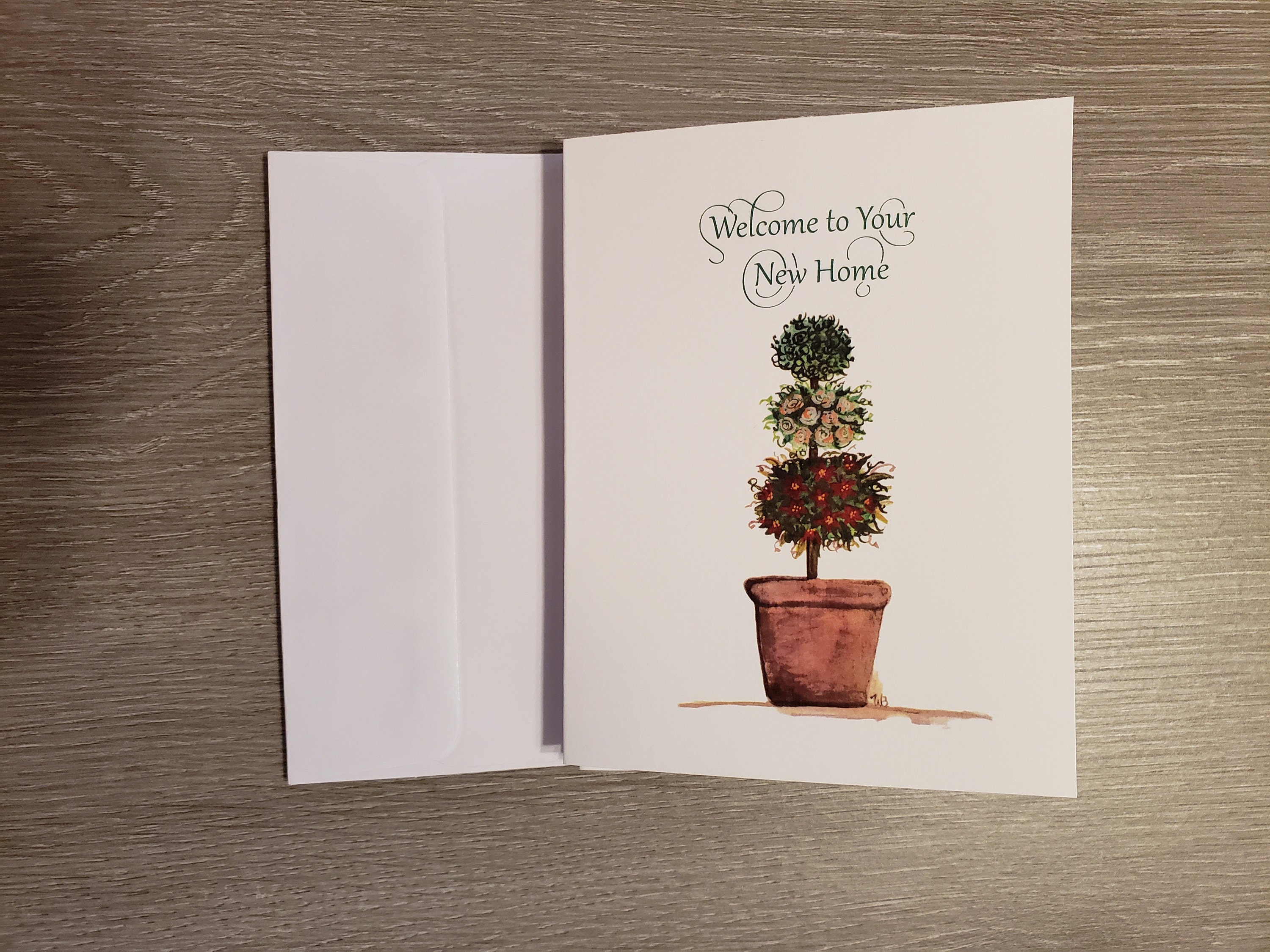 To New Home Note Cards Watercolor Topiary Realtor Etsy Nederland
