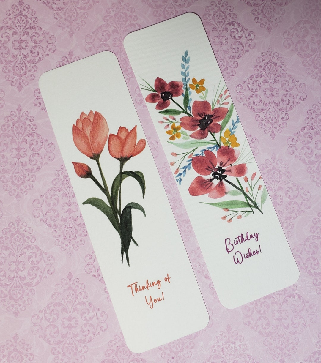 Floral Watercolor Bookmark Set | Tulip, Wild Flowers | Original Art ...