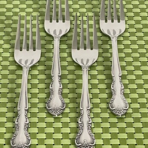 Imperial Intl FLEURETTE Stainless 4 Dinner Forks Twin Floral IIC Flatware 7 3/8”