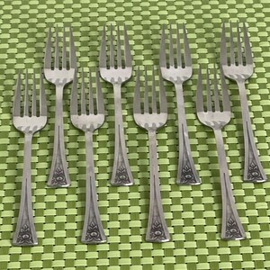 Oneida Northland PASADENA Stainless 8 Salad Forks Glossy Flatware - 6 3/4&quot;