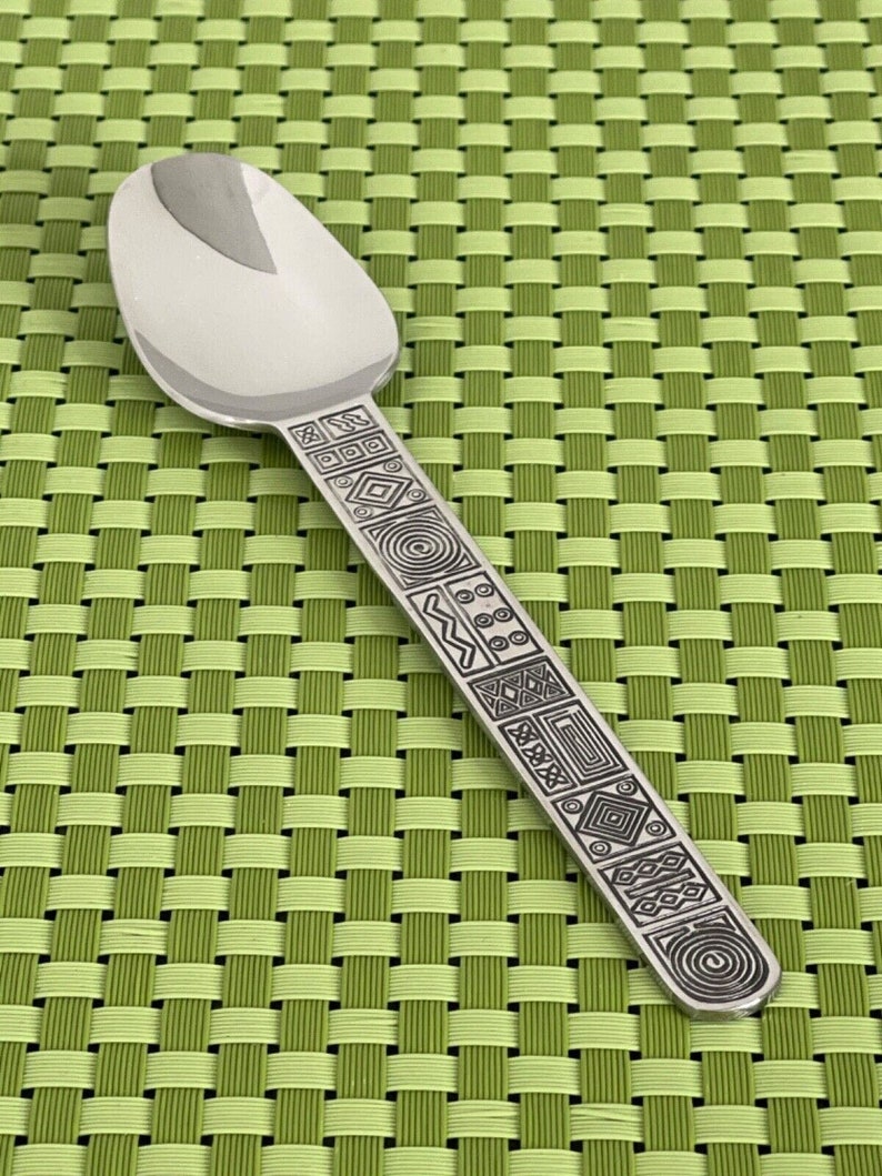 Cambridge AZTEC Stainless Teaspoon Glossy Geometric Flatware B106VG - Etsy