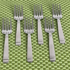 JC Penney JPF10 Stainless 6 Salad Forks Glossy Home Collection Flatware