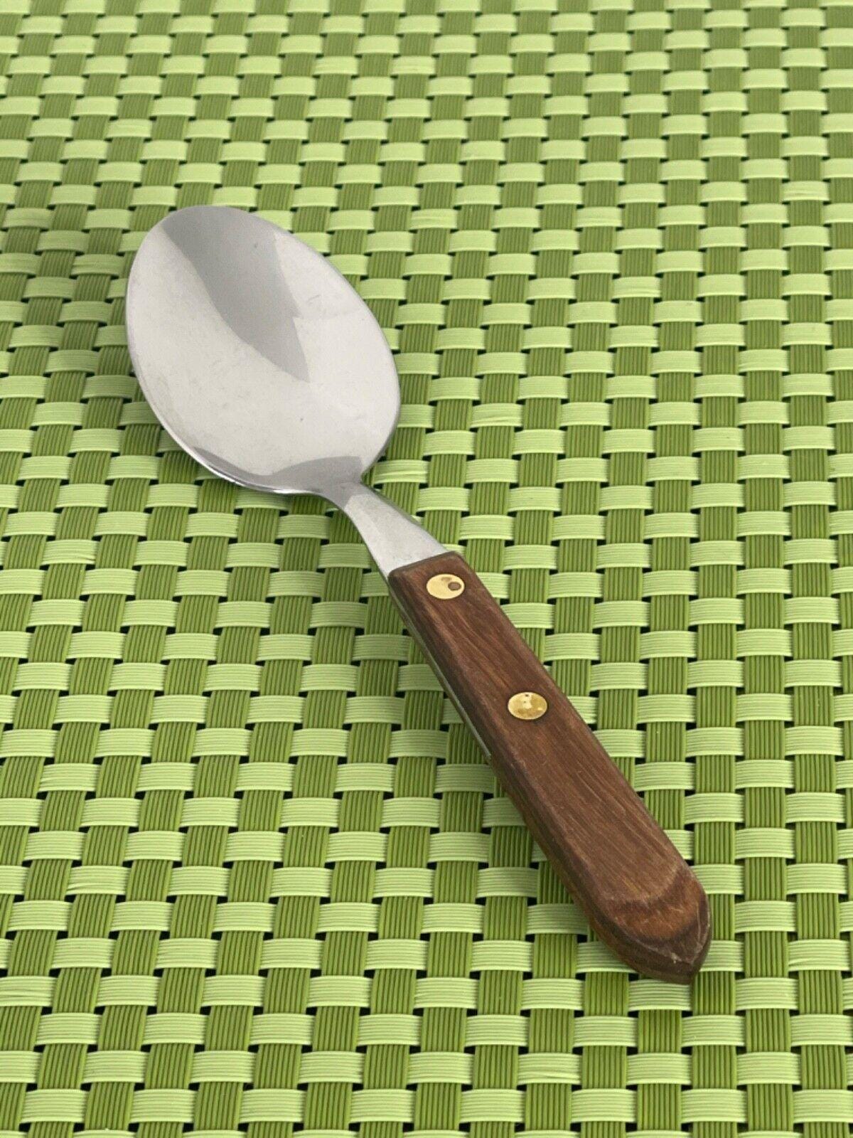 Washington Forge Town & Country Brown Stainless Soup Spoon Wood Flatware B60G