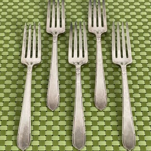 Oneida Community BERKLEY SQUARE Silverplate 5 Dinner Forks Flatware - 7 3/4&quot;