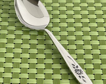 Oneida Community ROSE SHADOW Stainless Teaspoon Burnished Handle & Glossy Bowl