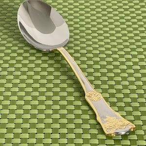 Royal Albert OLD COUNTRY ROSES Stainless Solid Serving Spoon Gold Flatware