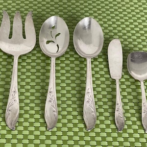 1847 Rogers Bros SPRINGTIME International Silver plate 5pc Serving Set Flatware