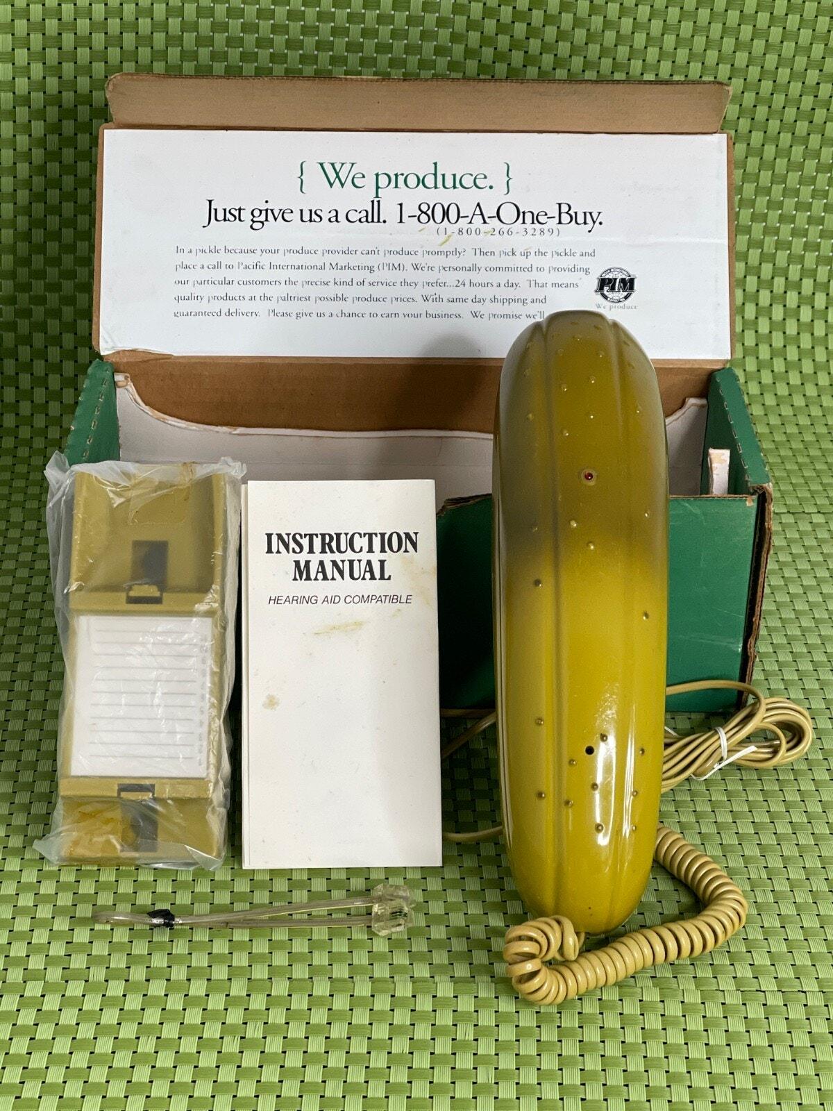 Taska Novelty Pickle Shaped Landline Pushbutton Corded Telephone