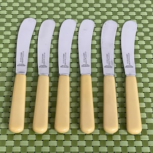 Scott & Sons Sheffield Firth Stainless 6 Butter Spreaders Celluloid Handles