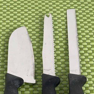 GINSU Stainless Set of 3 Knives Chefs Carving/Slicing Bread Black Handle Kitchen