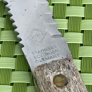 Vintage Durex Stainless Solingen Germany Serrated Bread Knife Wood Handle 7 5/8" image 3