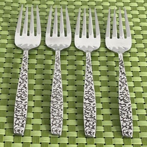 Unknown Manufacturer CORSICAN Stainless 4 Salad Forks Japan Flatware B117G