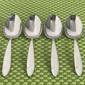 Yamazaki FILAR Stainless 4 Oval Soup Spoons Glossy Patrick Japan Flatware B64G