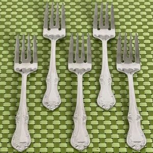 Wallace ASHFORD Stainless 5 Salad Forks 18/10 China Glossy Scrolls Flatware