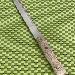 Vintage Durex Stainless Solingen Germany Serrated Bread Knife Wood Handle 7 5/8" image 1