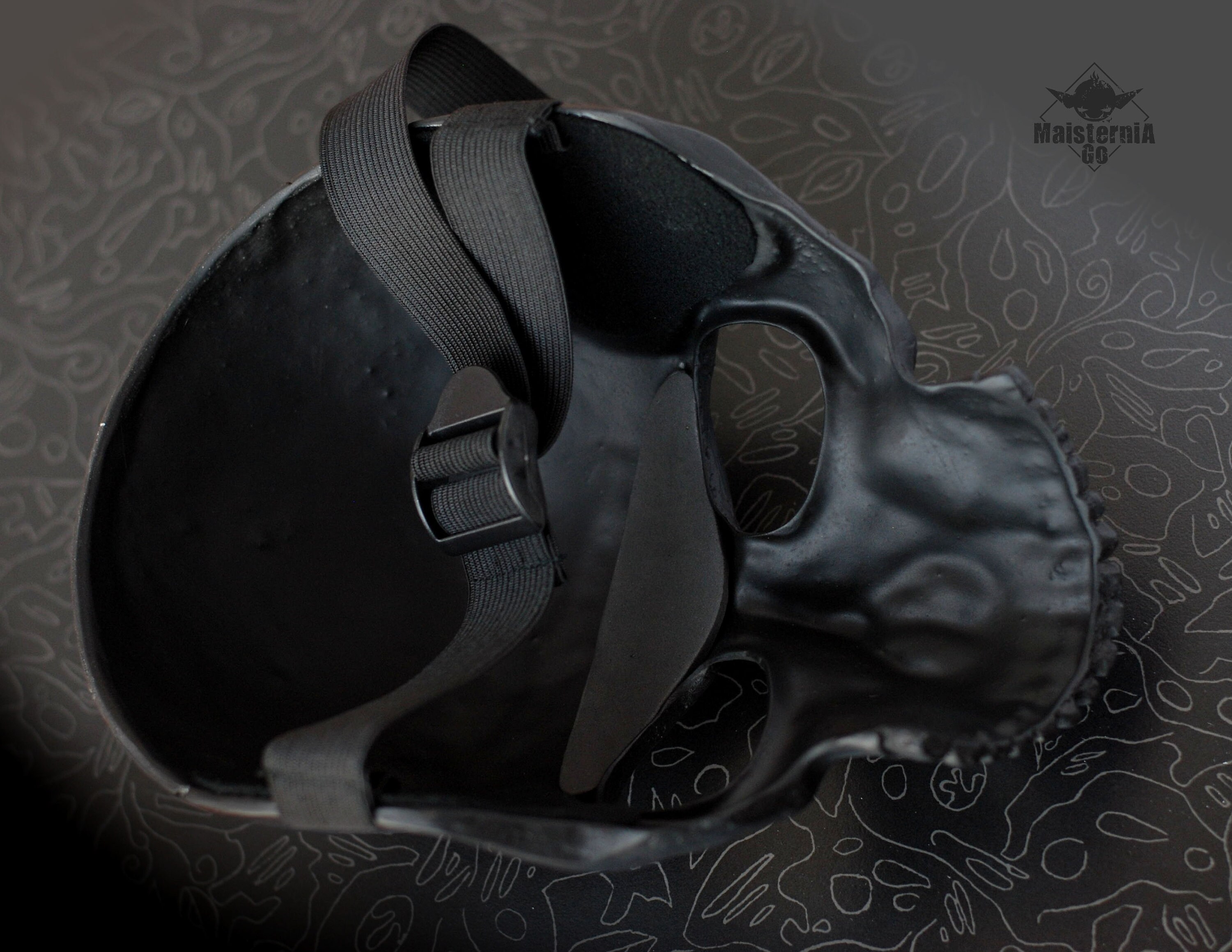 Full skull mask black Etsy