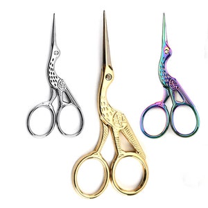 Craft Embroidery Scissors,Rainbow/Gold/Sliver Metal Stork Scissors,94mm(3.5&#39;&#39;)/115mm(4.5&#39;&#39;) Cross Stitch Scissor For Sewing Tools