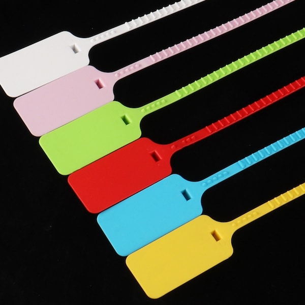 Custom Zip Tie Tag,Personalized Logo/Text Plastic Cable Tie Brand Tag,Colorful Blank Additional Hang Zip Tags For Fits Clothes Shoe Seals