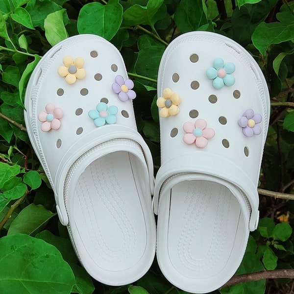 Shoe Charms Set Of 8 PCS,Daisy Flowers Cartoon Shoe Charms,Garden Shoe Decoration Accessories For Crocs